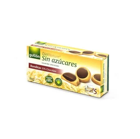 Biscuiti Ronditas cu ciocolata neagra cu indulcitori, 186 g, Gullon