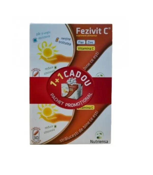 FEZIVIT C FE + ZN + VITAMINA C X 30 CAPSULE PROMO 1+1 CADOU