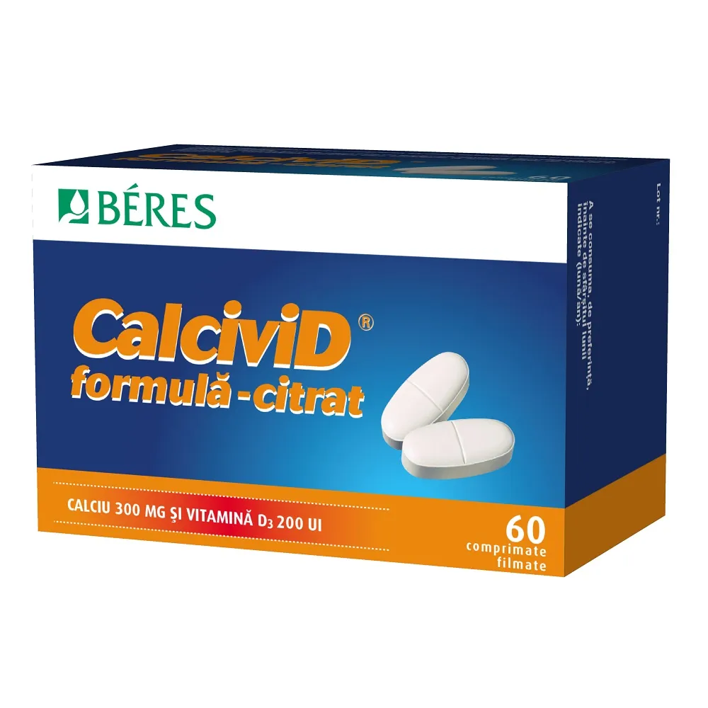 Calcivid - Formula citrat, 60 comprimate, Beres Pharmaceuticals