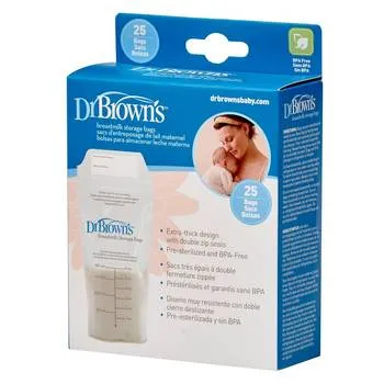 Pungi pentru depozitarea laptelui matern, 25 buc x 180ml, Dr. Brown's