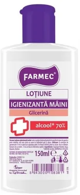 Lotiune igienizanta pentru maini cu Alcool 70% si Glicerina, 150 ml, Farmec 516