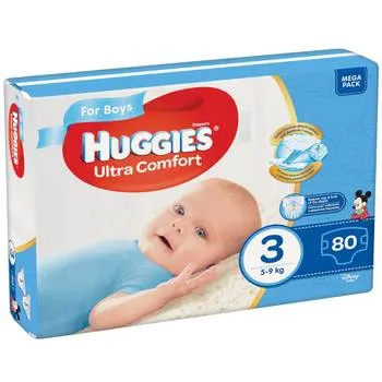 Scutece Ultra Comfort pentru baieti Nr.3 5-9kg, 80 bucati, Huggies