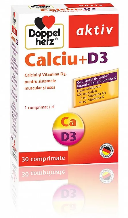 DOPPELHERZ Calcium 600mg + vit D3 x 30 comprimate