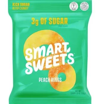 Prebiotice inele gumate cu aroma de piersica, 50g, SmartSweets