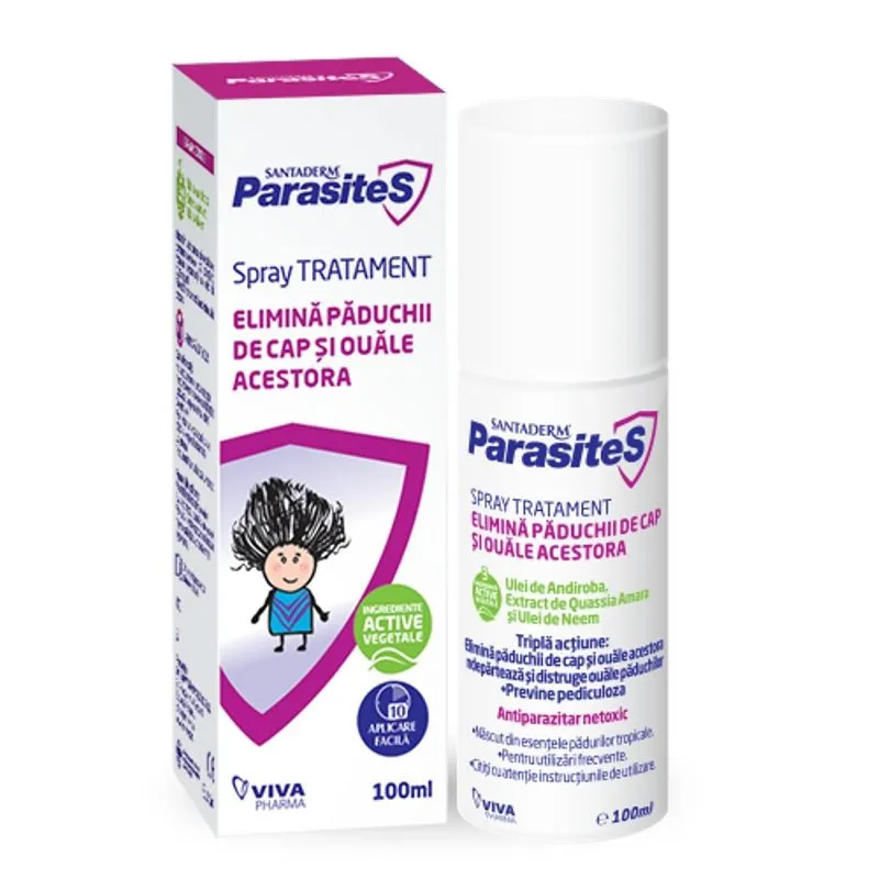 Spray tratament impotriva paduchilor Santaderm Parasites, 100 ml, Viva Pharma