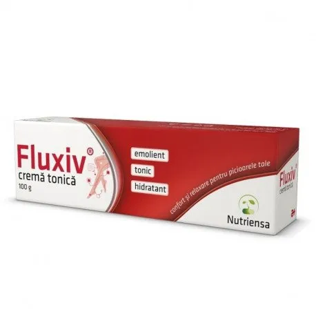 Fluxiv crema tonica, 100 g contribuie la mentinerea elasticitatii, hidratarii si tonicitatii pielii