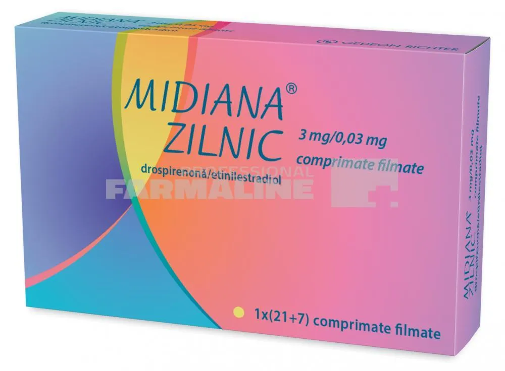 MIDIANA ZILNIC 3 mg/0,03 mg X 28 COMPR. FILM. 0,03mg/3mg GEDEON RICHTER R 83