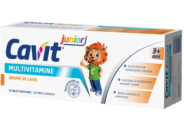 Cavit Junior Multivitamine aroma caise, 20 tablete masticabile, Biofarm