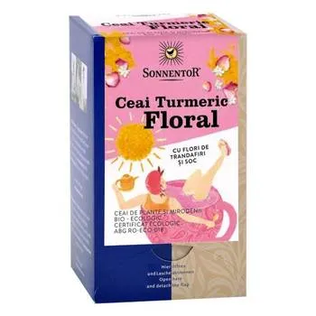 Ceai Bio Turmeric Floral cu flori de trandafir si soc, 18 plicuri, Sonnentor