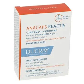 Anacaps Reactiv pentru par si unghii, 30 capsule, Ducray