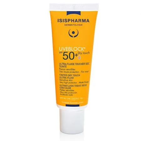 Ultra-fluid protector nuantator medium pentru ten gras Dry Touch, SPF 50+ UVEBLOCK, 40 ml, Isispharma