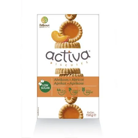 Biscuiti activa cu caise fara zahar), 150 g, Belkorn