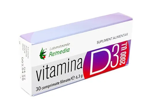 Vitamina D3 2000UI x 30 comprimate - Remedia