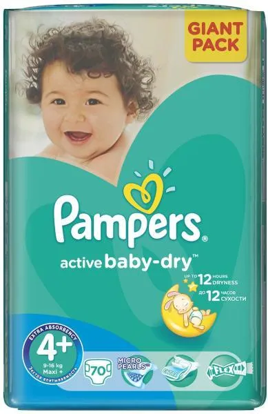 Pampers 4+ Active Baby 9-16kg x 70 bucati