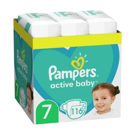 Pampers Scutece Active Baby, Marimea 7, 15+ kg, 116 bucati