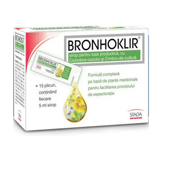 BRONHOKLIR SIROP pentru tuse productiva, 15 plicuri, Stada