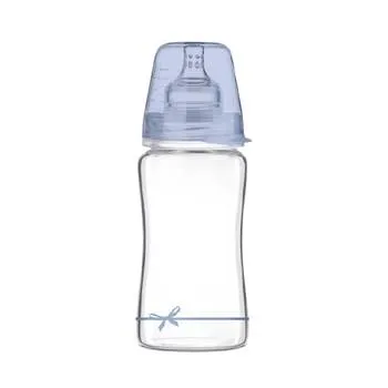 Biberon sticla baieti Diamond Glass Baby Shower, 250ml, LOVI