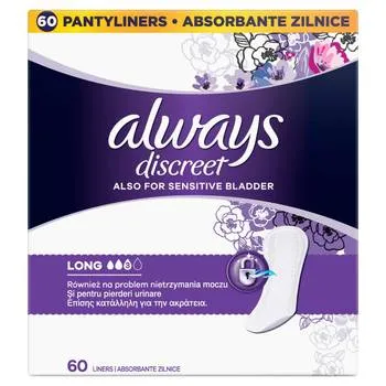 Absorbante zilnice pentru incontinenta urinara Discreet Liners Long, 60 bucati, Always