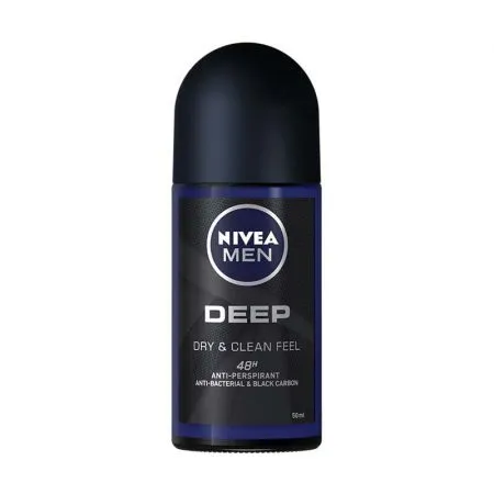 Deodorant roll-on pentru barbati Deep Black, 50 ml, Nivea