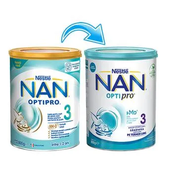 Lapte praf Nan 3 Optipro HMO +12 luni, 800g, Nestle