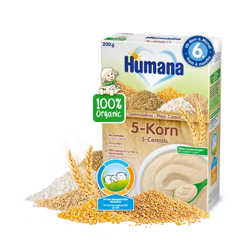 Humana 5 cereale fara lapte ECO 200g