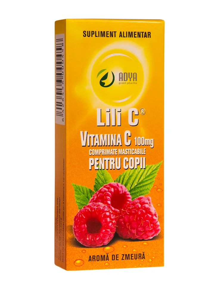 Vitamina C 100mg Zmeura x 30 comprimate - Adya Green Pharma