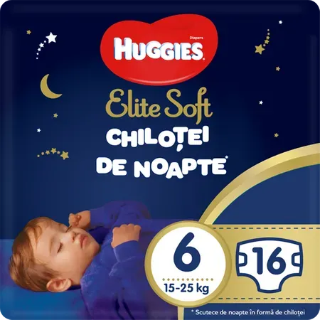 Huggies elite soft pants overnight nr. 6 (15-25 kg) x 16 bucati