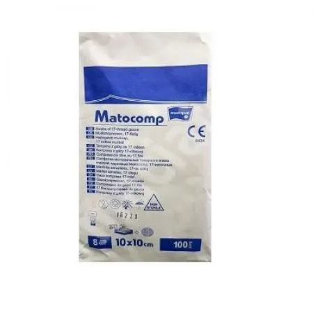 Comprese din tifon Matocomp, 10 cm x 10 cm, 100 bucati, Matopat