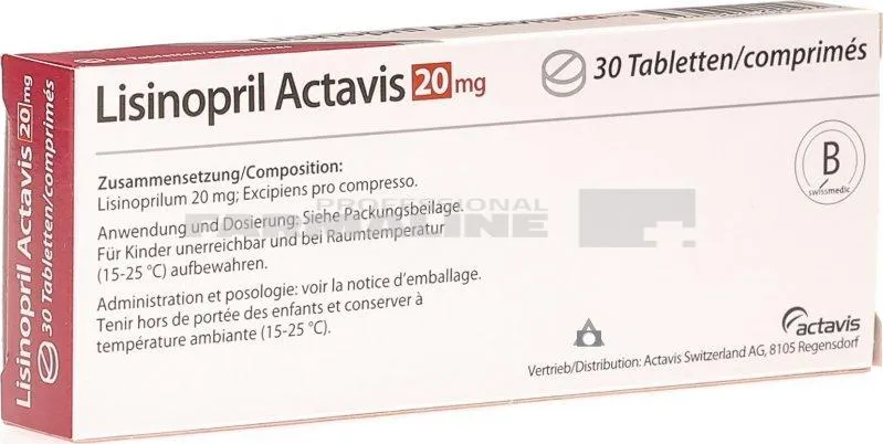 LISINOPRIL ACTAVIS 20 mg x 30 COMPR. 20mg ACTAVIS GROUP PTC EH