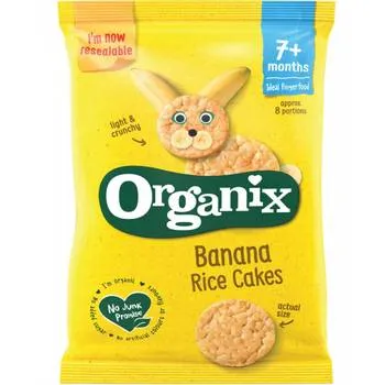 Rondele din orez expandat cu banane 7+ Bio, 50g, Organix