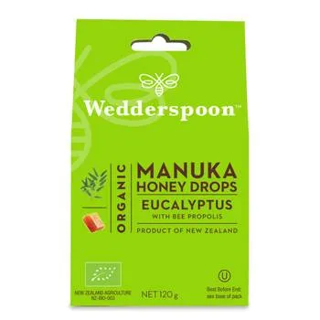 Bomboane ecologice cu miere de manuka, eucalipt si propolis, 120g, Wedderspoon