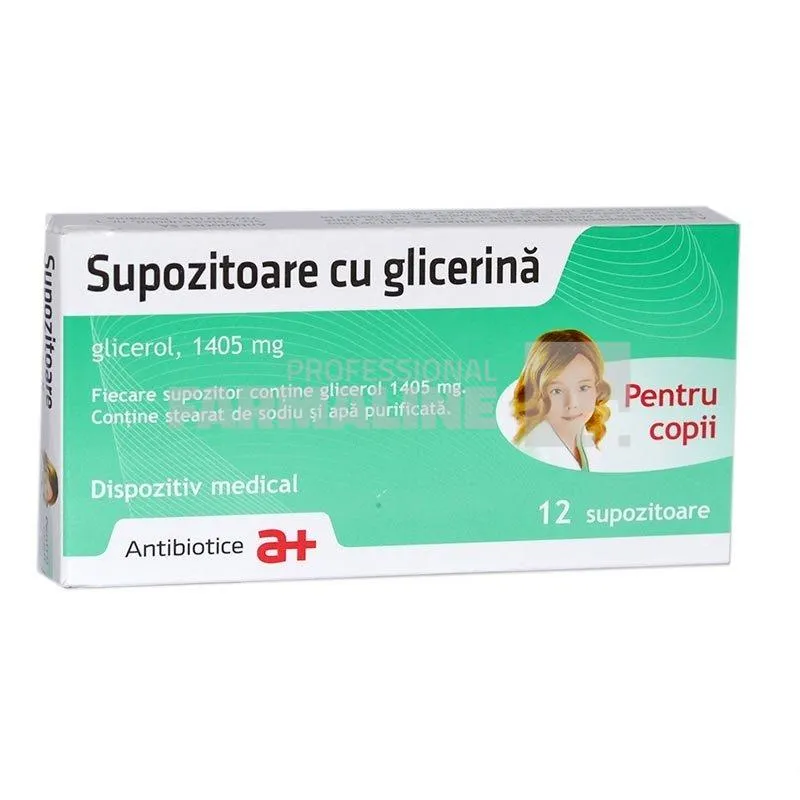 Supozitoare cu glicerina pentru copii 1405 mg 12 supozitoare