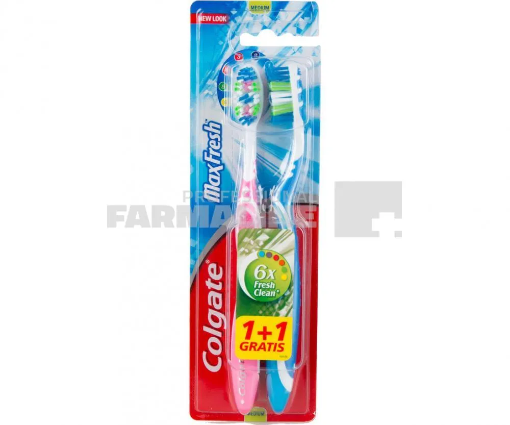 Colgate Max Fresh Periuta de dinti  Medium 1+1 Gratis