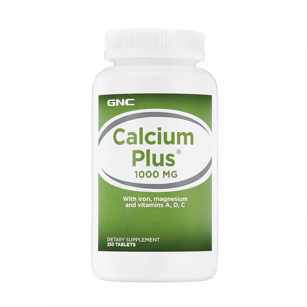 Calciu Plus 1000 mg cu Fier, Magneziu si Vitaminele A, D si C (250 capsule), GNC