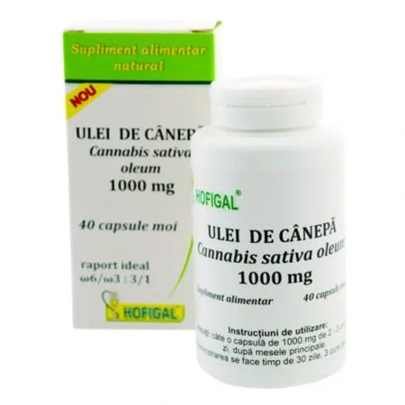 Ulei de canepa 1000mg, 40 capsule, Hofigal