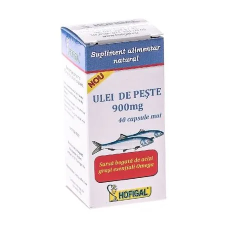 Ulei de peste 900 mg, 40 capsule moi, Hofigal