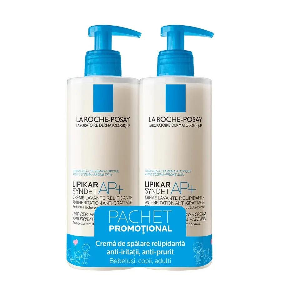 LA ROCHE POSAY LIPIKAR SYNDET AP+ GEL CREMA DE CURATARE X 400ML 1+1 70% REDUCERE AL DOILEA