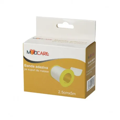 MedCare banda adeziva pe suport matase, 5 m x 2.5 cm