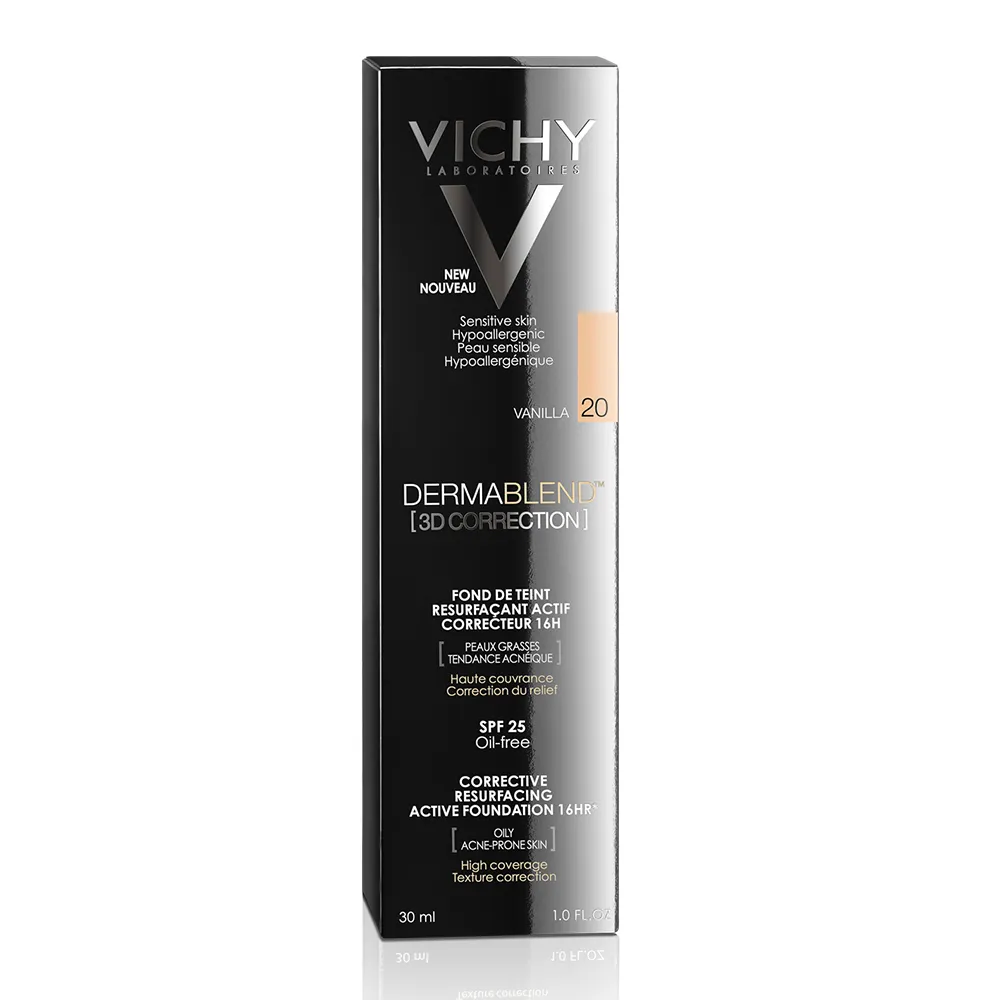 VICHY Dermablend, 3D Fond de ten corector imperfectiuni in relief (acnee, semne post acneice, cicatrici) nuanta 20, 30 ml