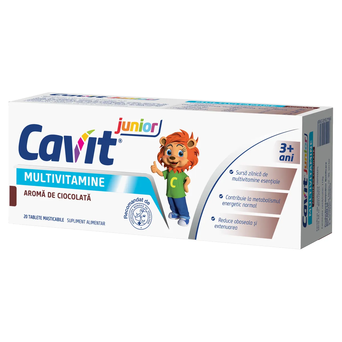 Cavit Junior Multivitamine cu aroma de ciocolata 20 tablete masticabile