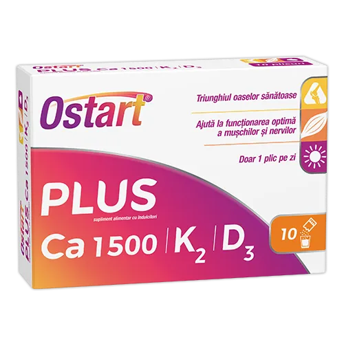 Ostart Plus Ca 1500 + K2 + D3, 10 plicuri, Fiterman