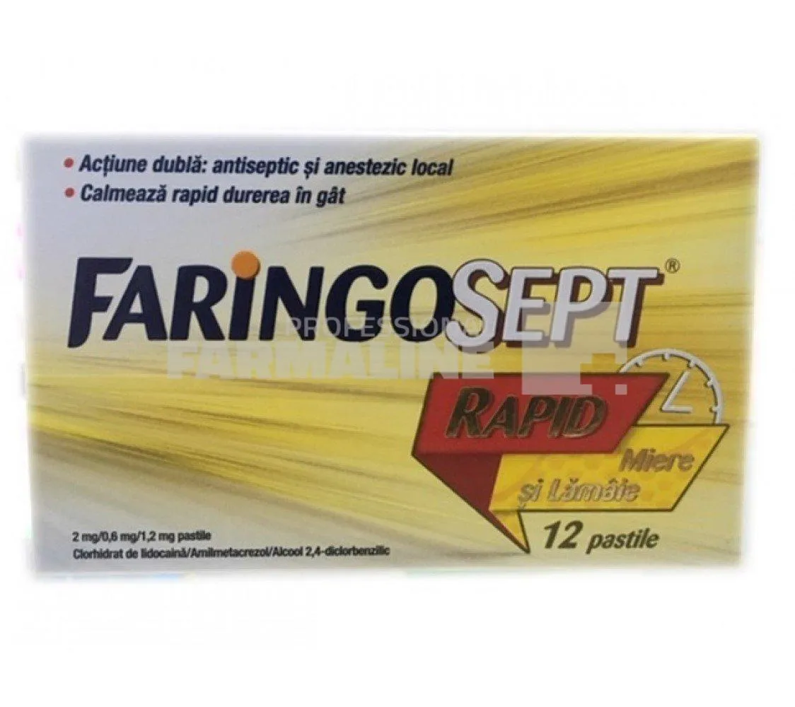 Faringosept rapid miere si lamaie 2 mg/0,6 mg/1,2 mg 12 comprimate