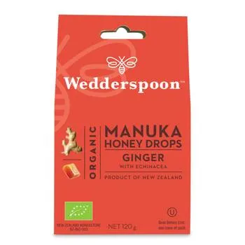 Bomboane ecologice cu miere de manuka, ghimbir si echinacea, 120g, Wedderspoon