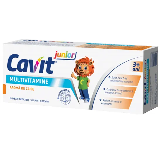 Cavit Junior Multivitamine, aroma de caise x 20 tablete masticabile