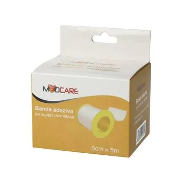 Banda adeziva pe suport de matase, 5 cm x 5 m, Medcare