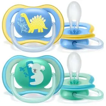 Set 2 suzete Ultra Air Deco Zoo +18 luni pentru baieti SCF349/11, 2 bucati, Philips Avent