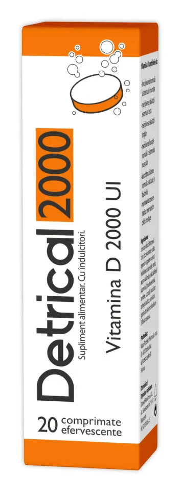 ZDROVIT DETRICAL D3 2000UI X 20 COMPRIMATE EFERVESCENTE