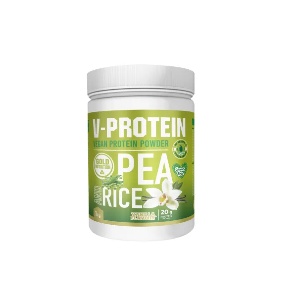 Pudra Proteica Vegetala V-Protein Vanilie, 1 Kg, Gold Nutrition