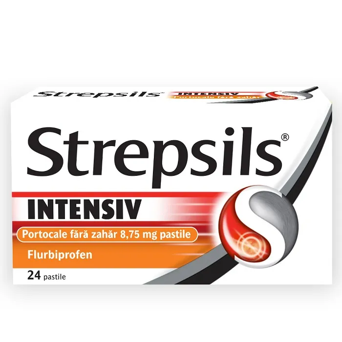 Strepsils Intensiv fara zahar cu aroma de portocale, 24 pastile, Reckitt Benckiser Healthcare