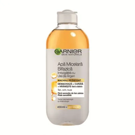 Apa micelara bifazica imbogatita cu ulei de argan Skin Naturals, 400 ml, Garnier